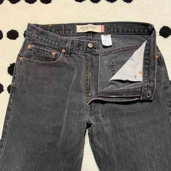 Vintage Y2K Levi's 505 Regular Fit Faded Washed Black Denim Straight Leg Jeans - Picture 3 of 13
